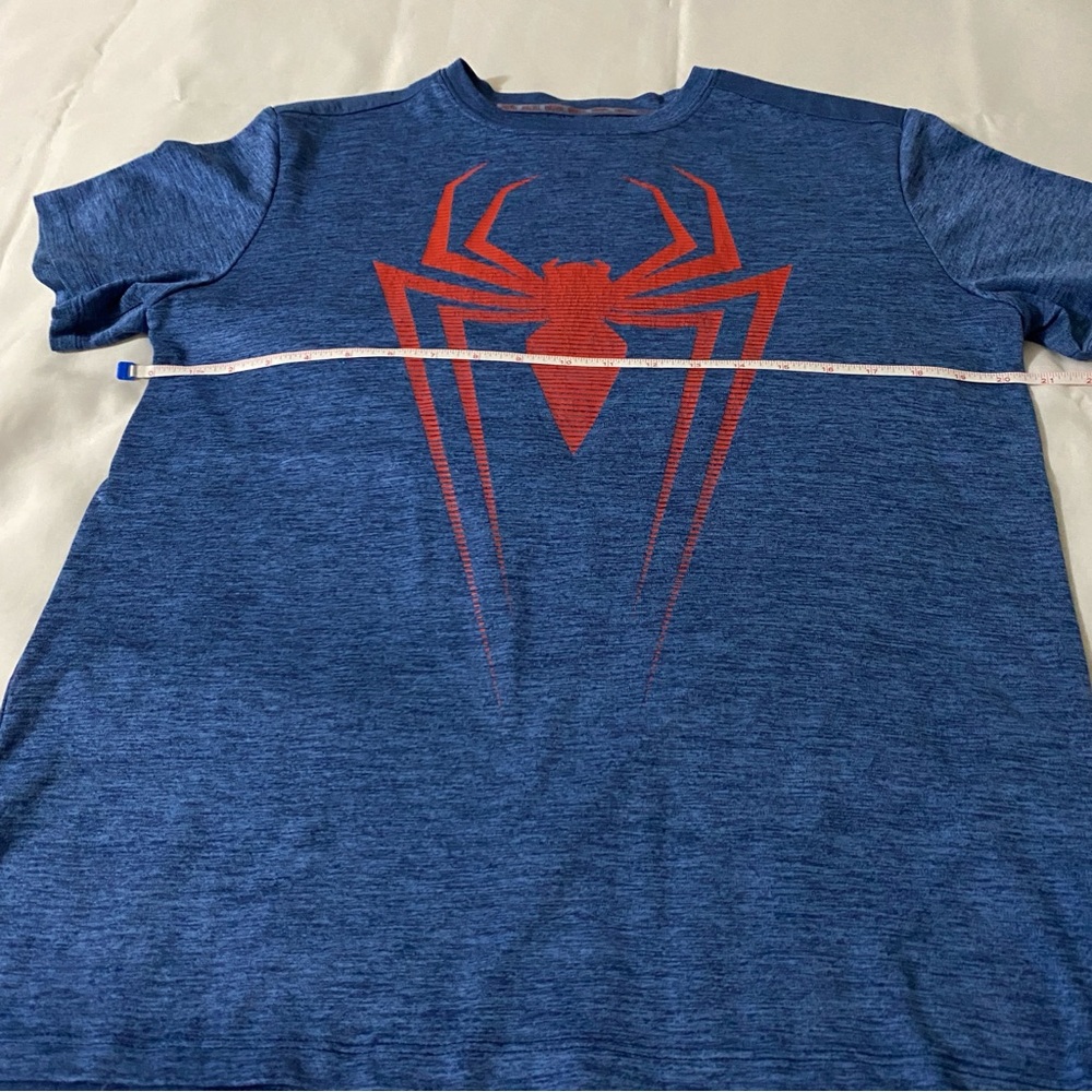 Marvel Spider-Man Mens Large Blue Graphic Athletic Tee Spider Logo Shirt - Picture 4 of 11